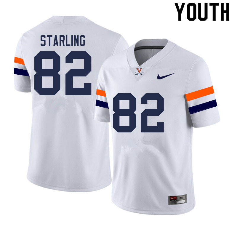 Youth #82 Demick Starling Virginia Cavaliers College Football Jerseys Sale-White - Click Image to Close